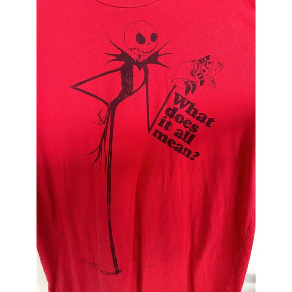 Jack Skellington T-shirt Nightmare Before Christmas What Does It All Mean Red - Picture 2 of 9
